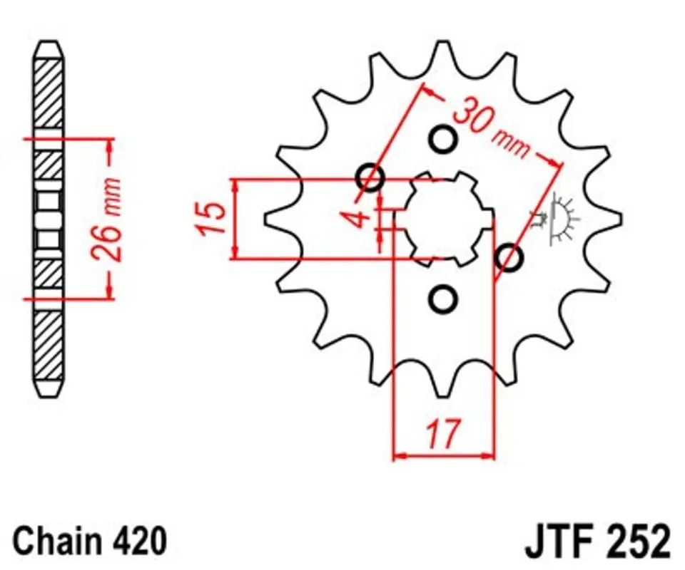Řetězové kolečko JT JTF 252-15 15 zubů, 420 Novinka