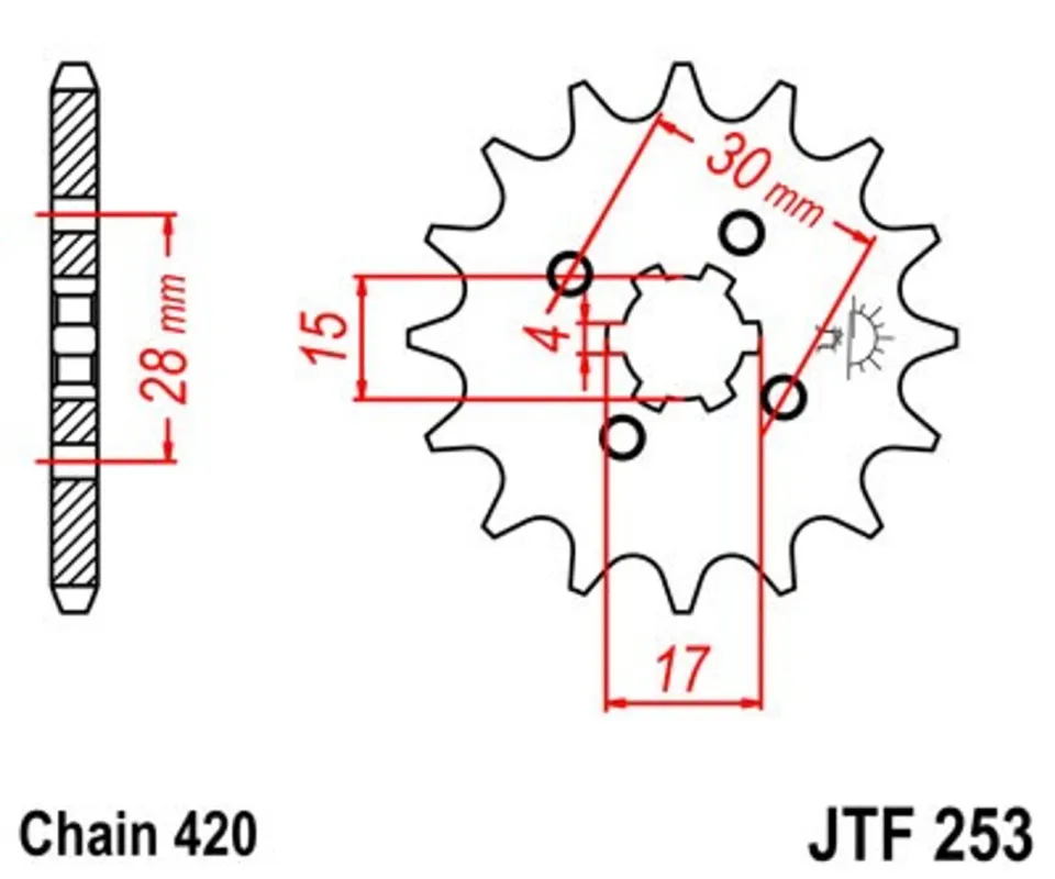 Cenová Bomba Řetězové kolečko JT JTF 253-17 17 zubů, 420