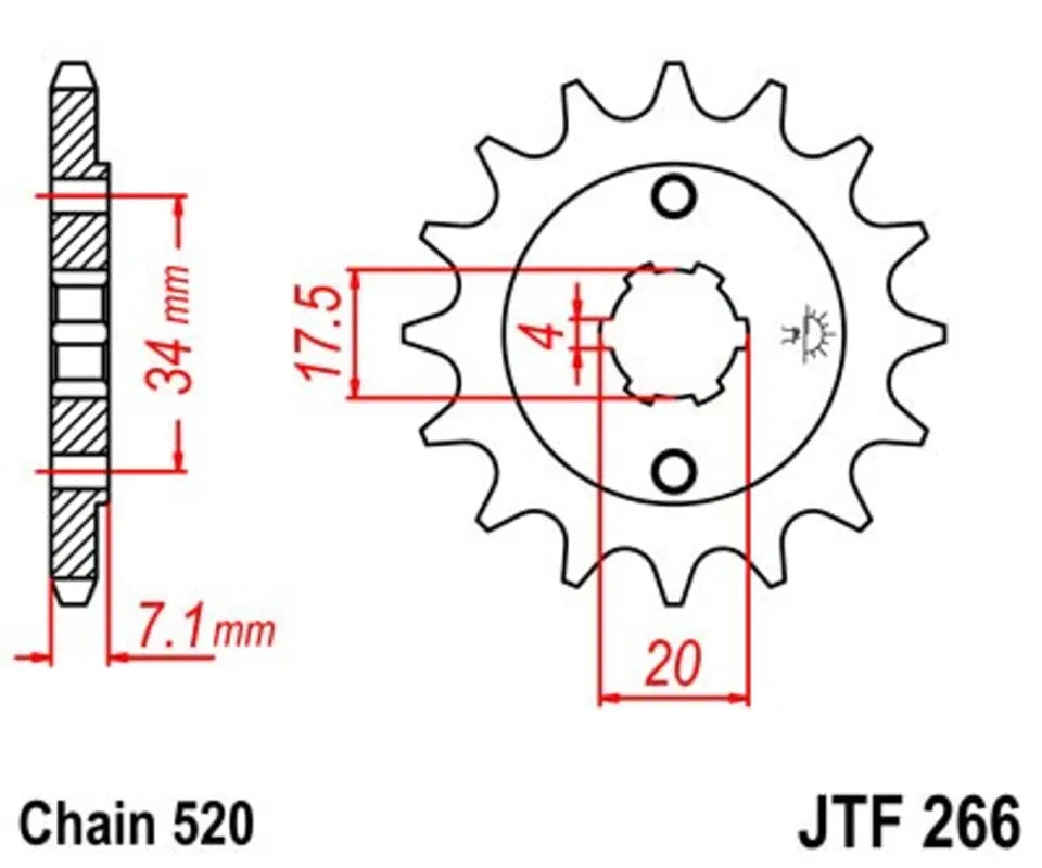 Řetězové kolečko JT JTF 266-14 14 zubů, 520 Originální