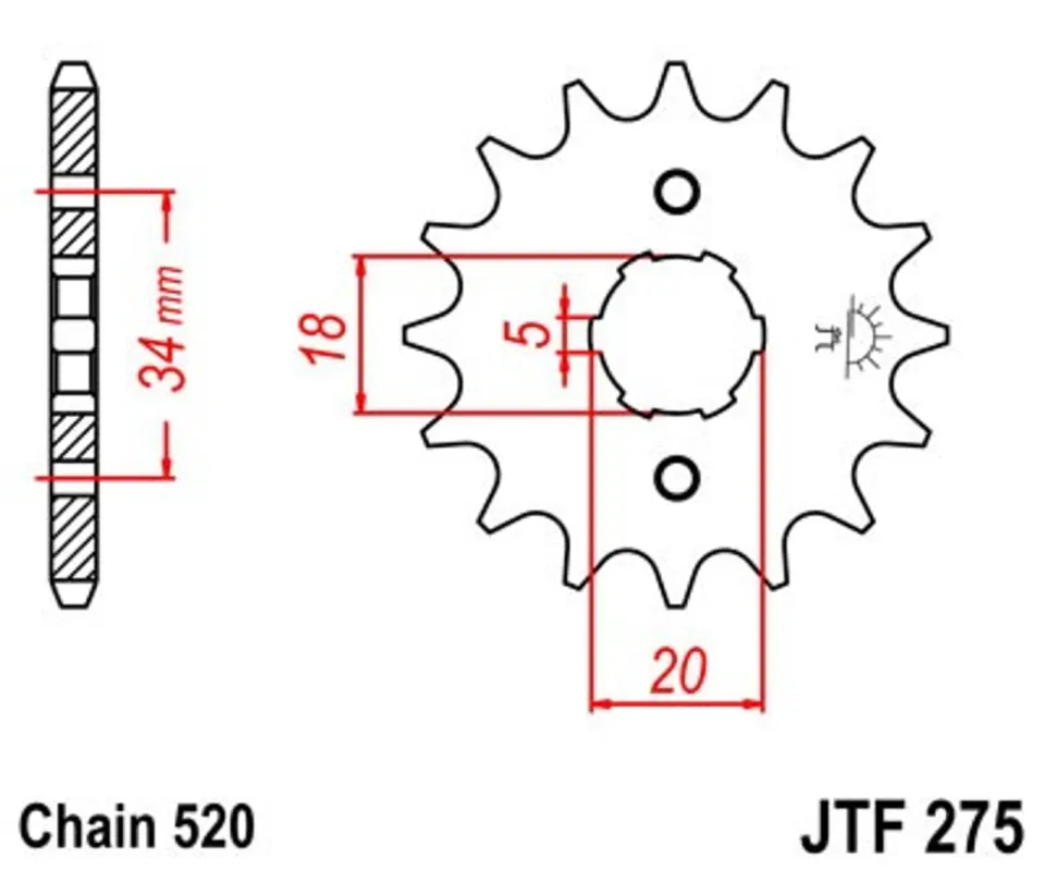 Řetězové kolečko JT JTF 275-15 15 zubů, 520 Přímo Od Výrobce