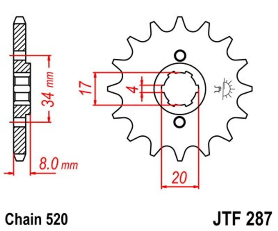 Řetězové kolečko JT JTF 287-13 13 zubů, 520 Sezónní Sleva