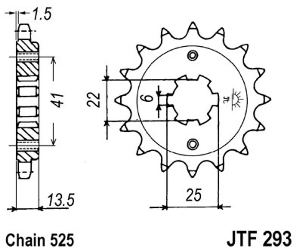 Řetězové kolečko JT JTF 293-16 16 zubů, 525 Jen Po Omezenou Doba