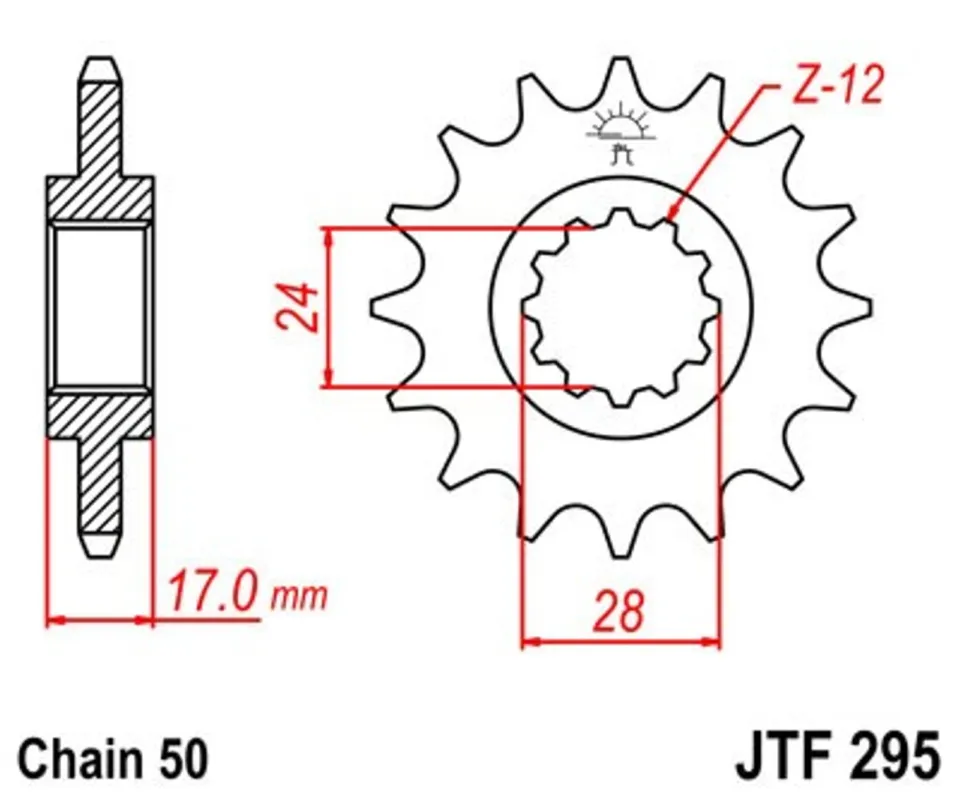 Řetězové kolečko JT JTF 295-14 14 zubů, 530 Oblíbený