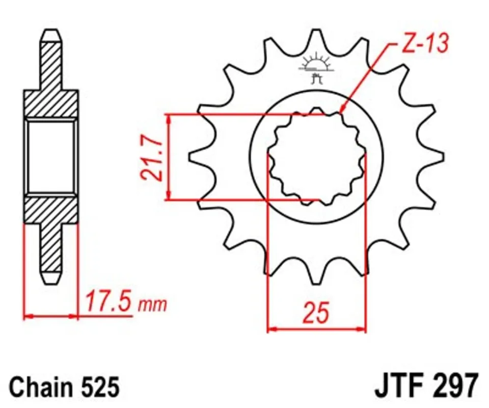 Řetězové kolečko JT JTF 297-14 14 zubů, 525 Zlevněný