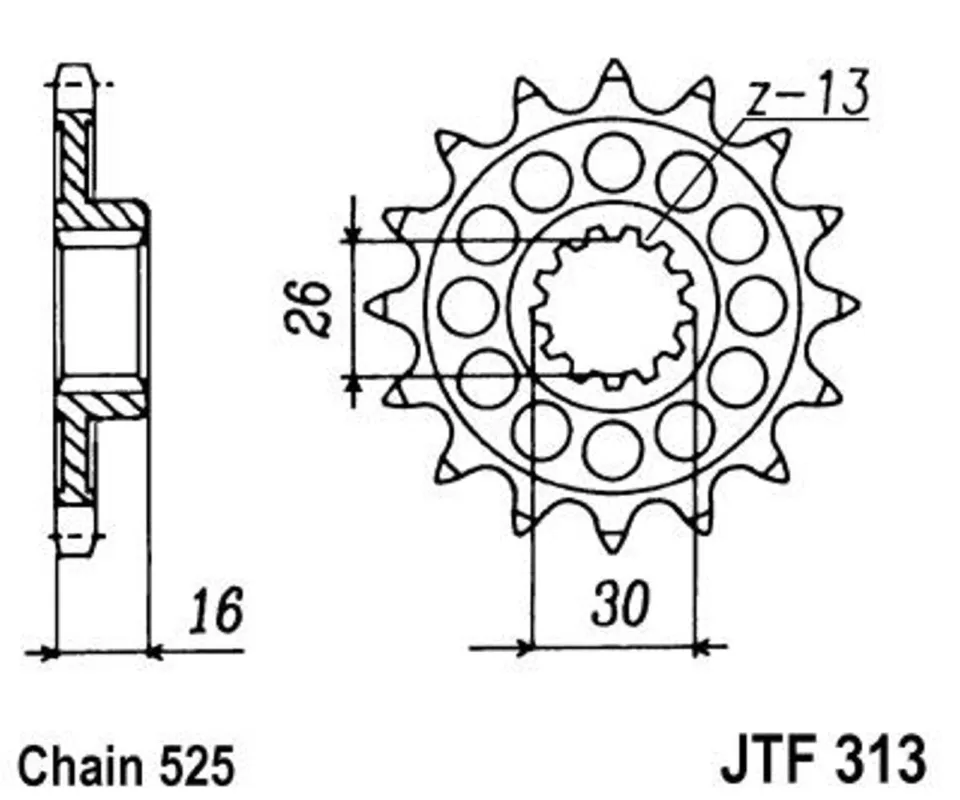 Řetězové kolečko JT JTF 313-15 15 zubů, 525 Nakupujte Hned