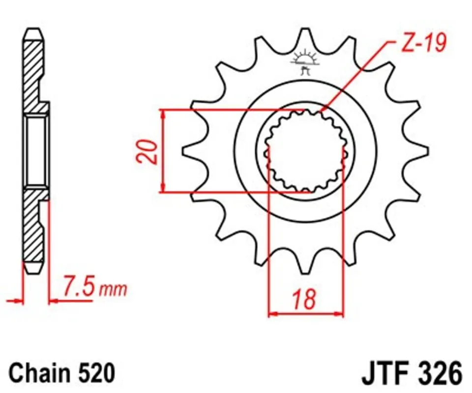 Nízká Cena Řetězové kolečko JT JTF 326-14 14 zubů, 520