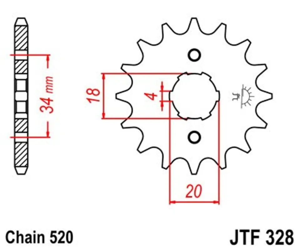 Řetězové kolečko JT JTF 328-14 14 zubů, 520 Horká Nabídka
