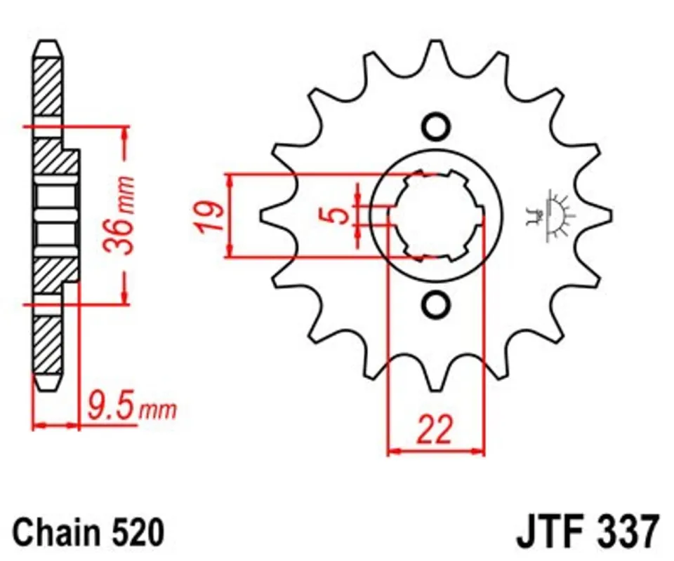 Řetězové kolečko JT JTF 337-14 14 zubů, 520 Novinka