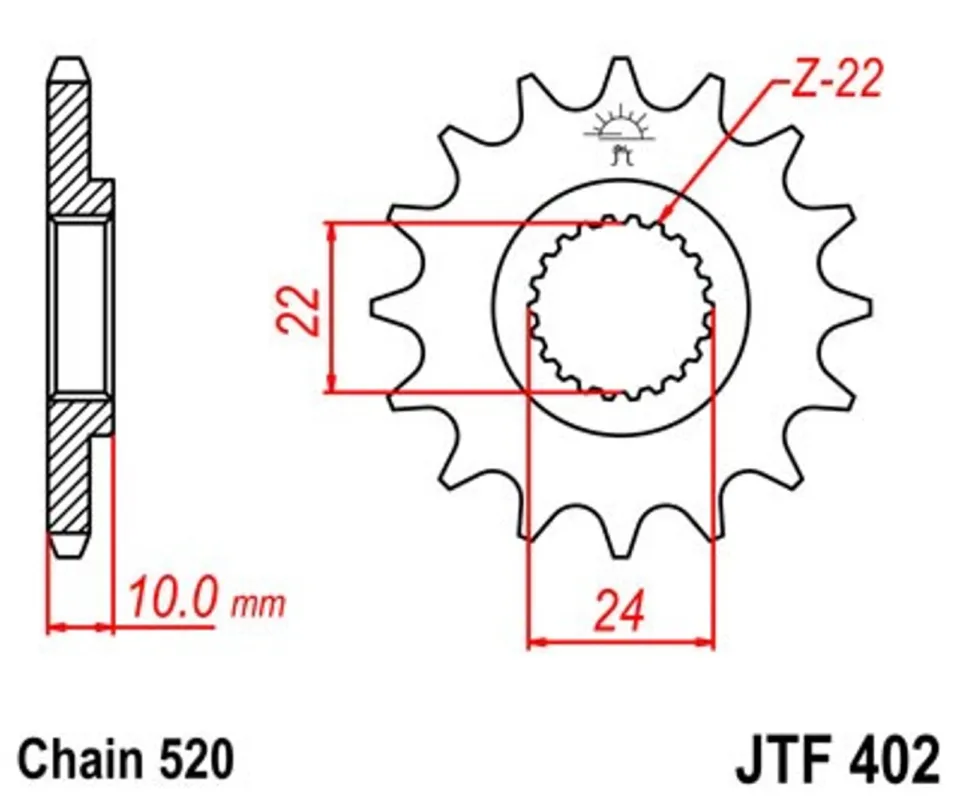 Řetězové kolečko JT JTF 402-13 13 zubů, 520 Odeslání Ihned