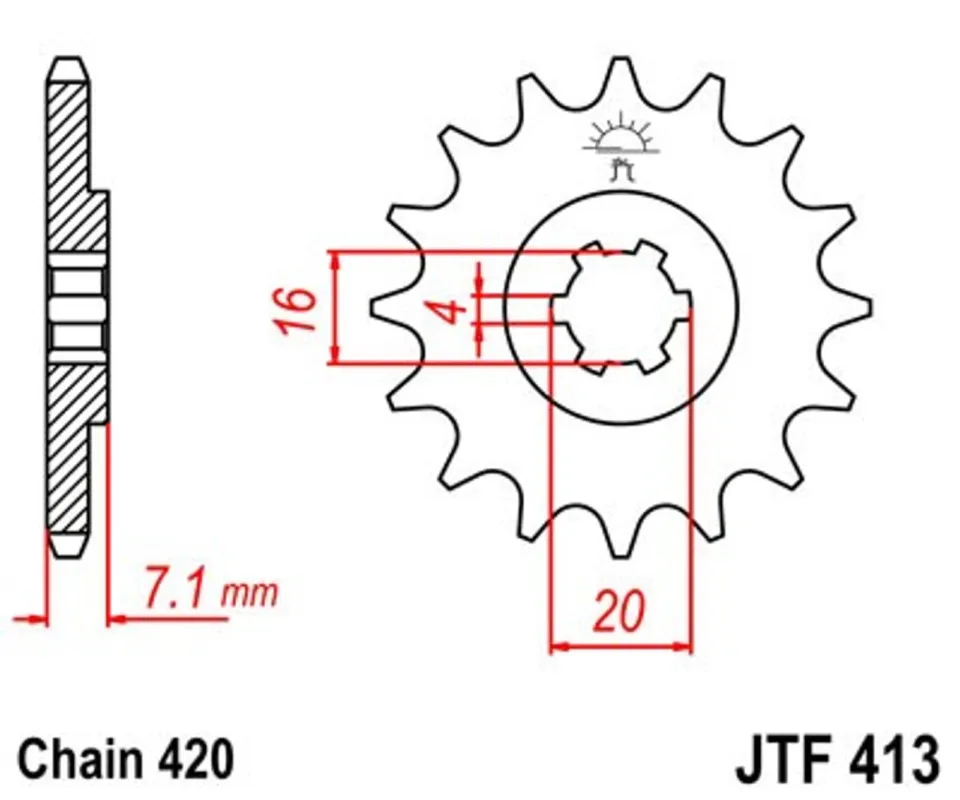 Ověřený Řetězové kolečko JT JTF 413-11 11 zubů, 420