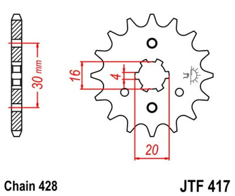 Originální Řetězové kolečko JT JTF 417-17 17 zubů, 428