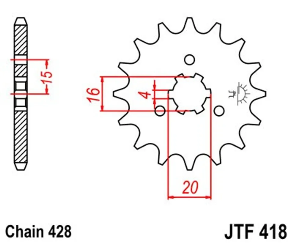 Top Prodej Řetězové kolečko JT JTF 418-14 14 zubů, 428