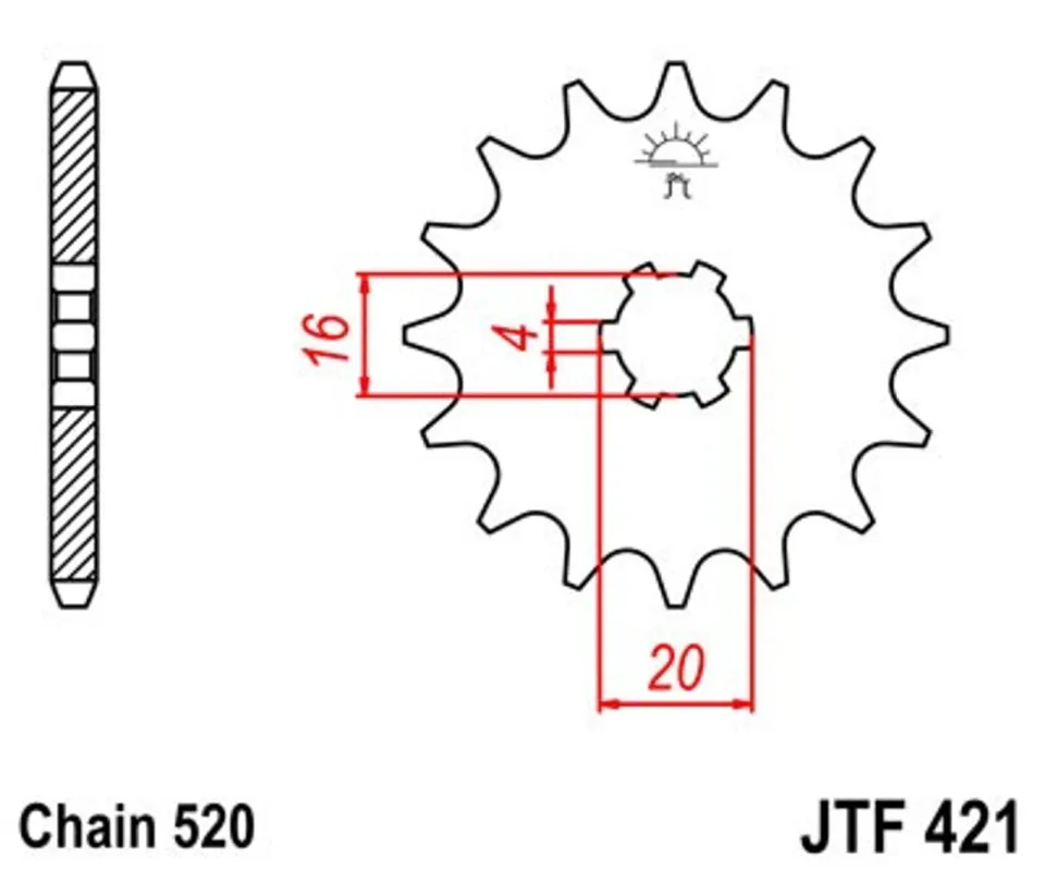 Tovární Cena Řetězové kolečko JT JTF 421-11 11 zubů, 520