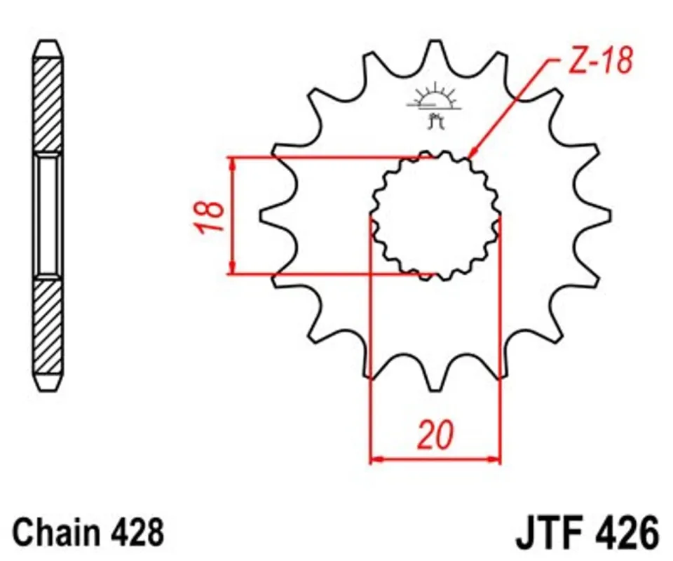 Horká Nabídka Řetězové kolečko JT JTF 426-12 12 zubů, 428