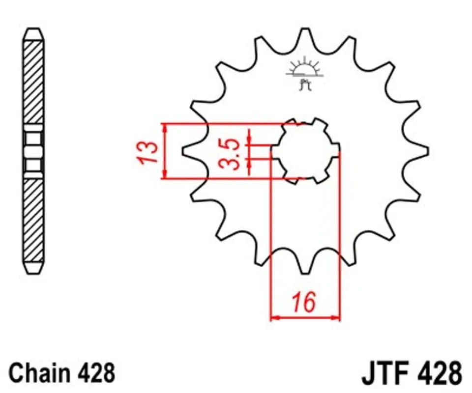 Řetězové kolečko JT JTF 428-16 16 zubů, 428 Omezená Nabídka