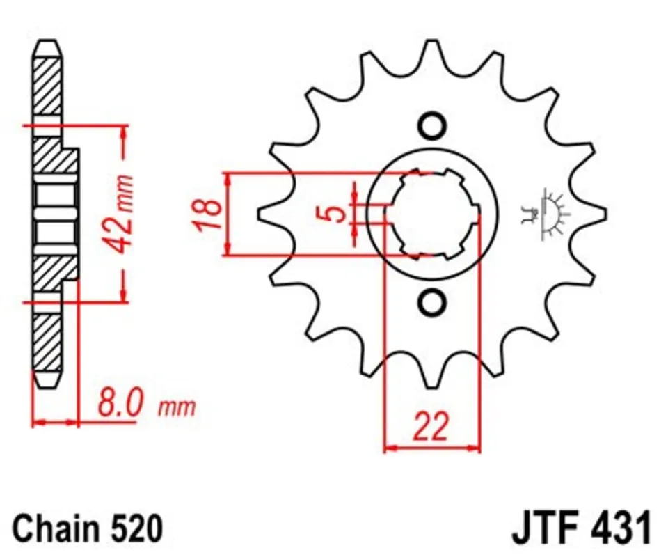 Řetězové kolečko JT JTF 431-14 14 zubů, 520 Akční Nabídka
