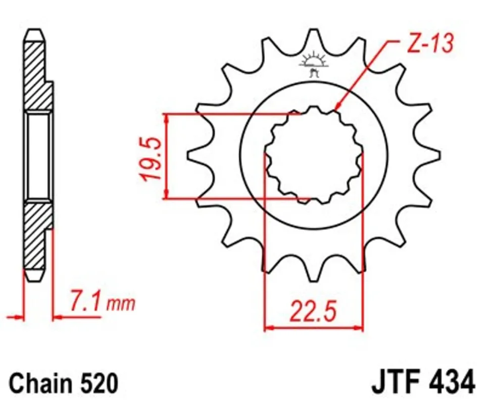 Nejprodávanější Řetězové kolečko JT JTF 434-13 13 zubů, 520