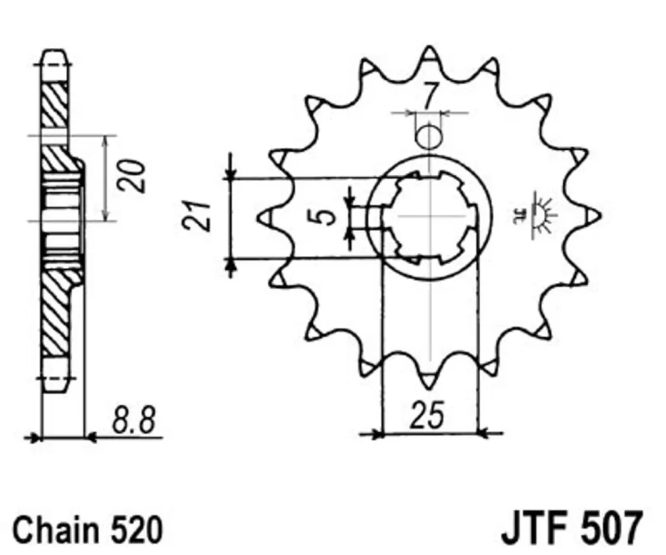 Koupit Online Řetězové kolečko JT JTF 507-14 14 zubů, 520