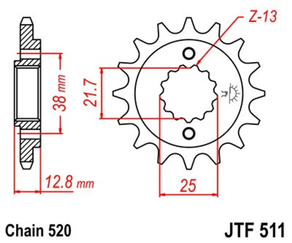 Řetězové kolečko JT JTF 511-14 14 zubů, 520 Jen Po Omezenou Doba