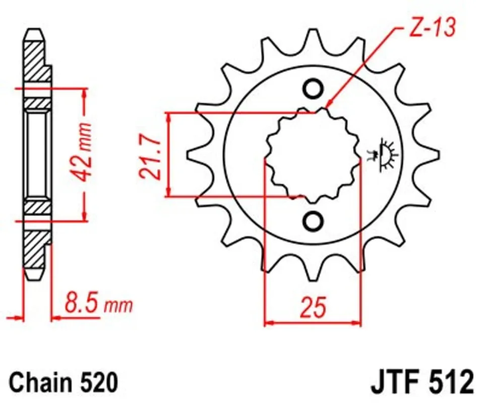 Nízká Cena Řetězové kolečko JT JTF 512-14 14 zubů, 520