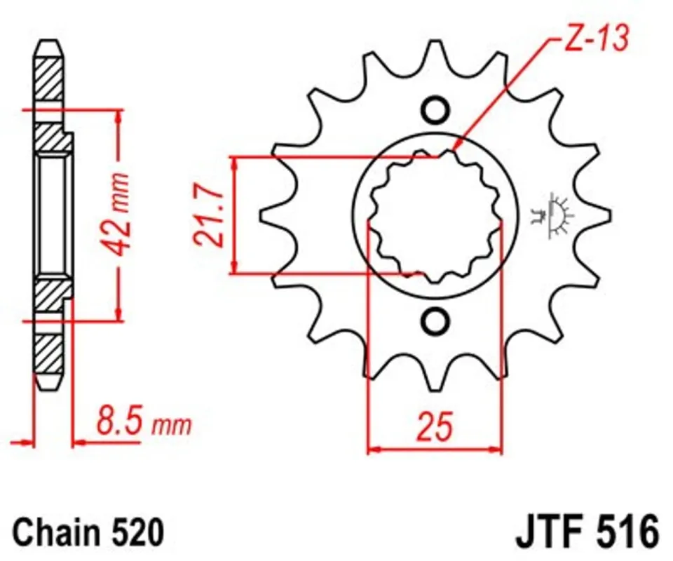 Nejprodávanější Řetězové kolečko JT JTF 516-13 13 zubů, 520