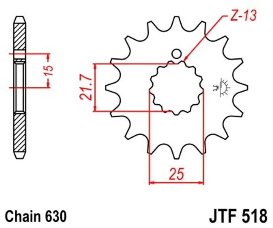 Cenově Výhodný Řetězové kolečko JT JTF 518-14 14 zubů, 630