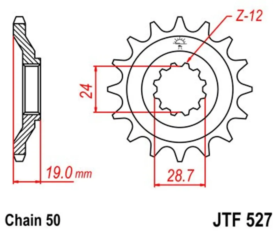 Nová Kolekce Řetězové kolečko JT JTF 527-17 17 zubů, 530