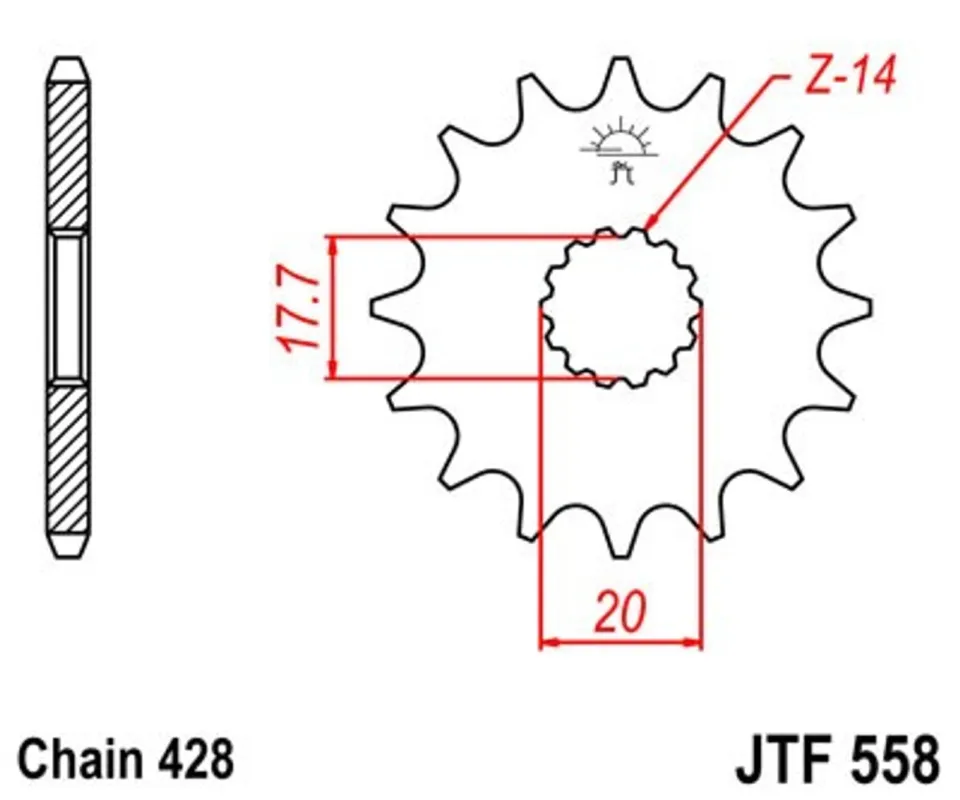 Nejlepší Volba Řetězové kolečko JT JTF 558-18 18 zubů, 428