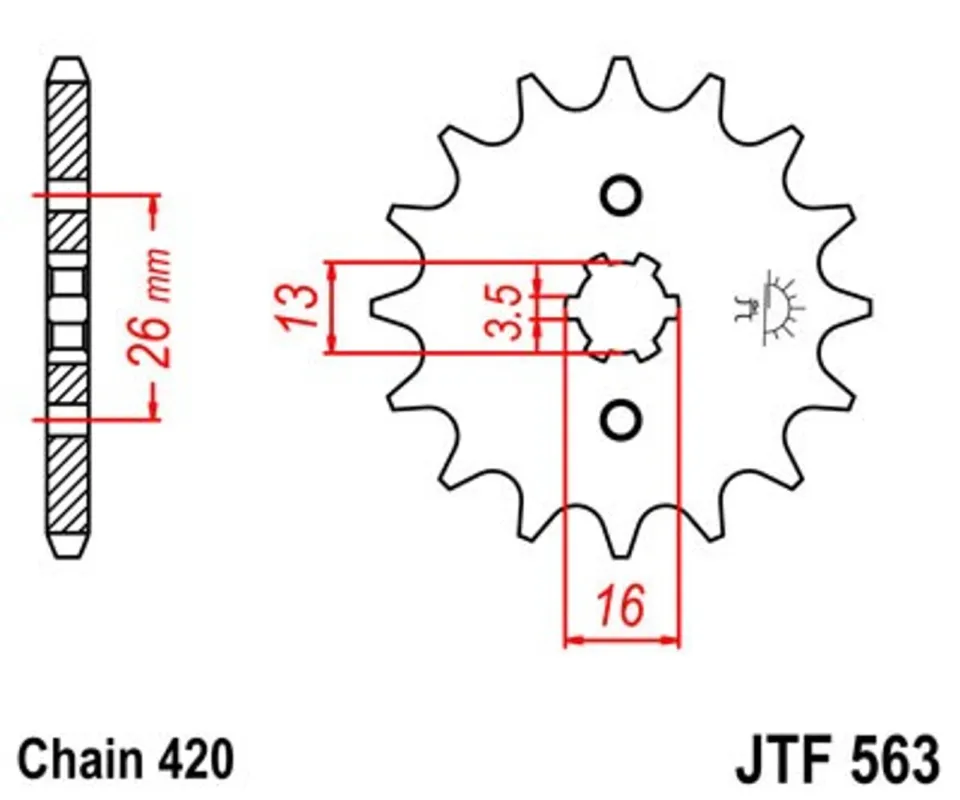 Řetězové kolečko JT JTF 563-14 14 zubů, 420 Nejlepší Volba