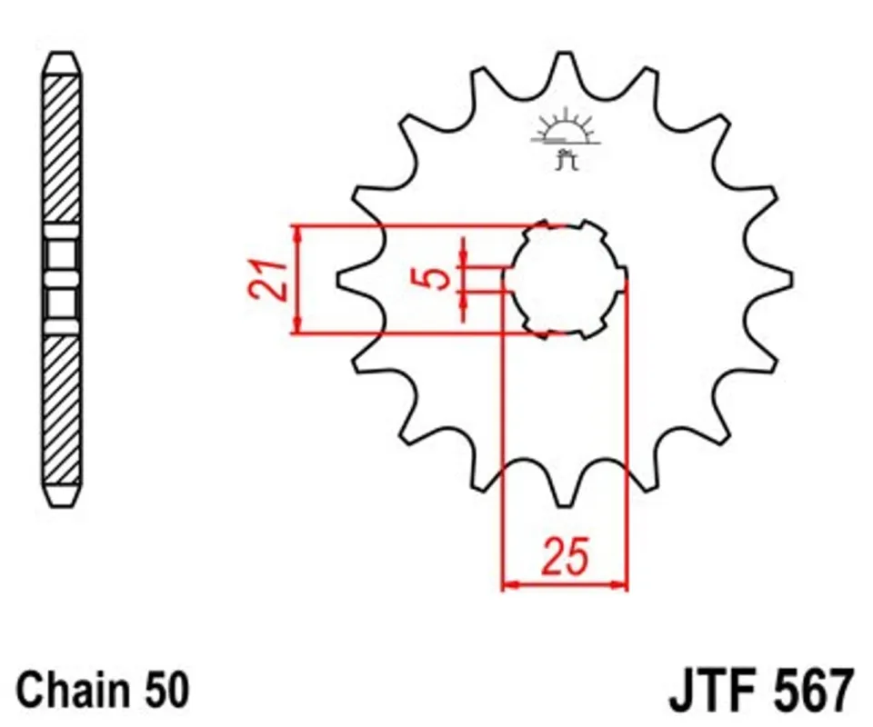 Zlevněný Řetězové kolečko JT JTF 567-16 16 zubů, 530