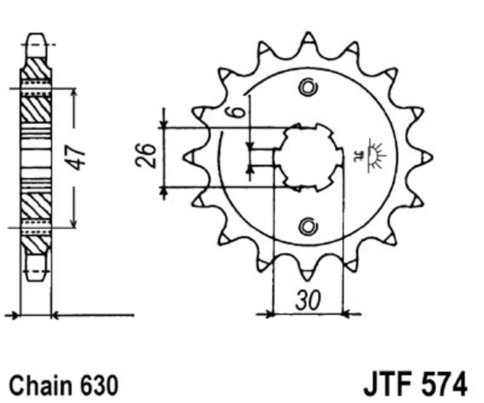 Autentický Řetězové kolečko JT JTF 574-16 16 zubů, 630