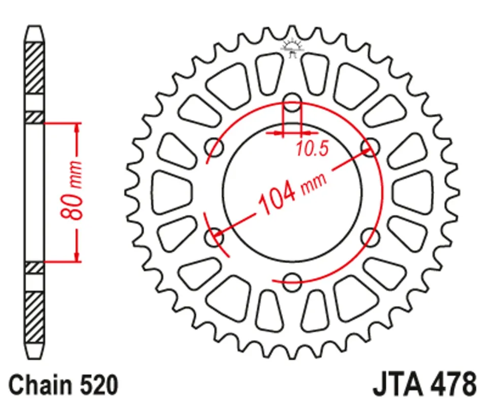 Sleva Hliníková řetězová rozeta JT JTA 478-41BLK 41 zubů, 520 černá