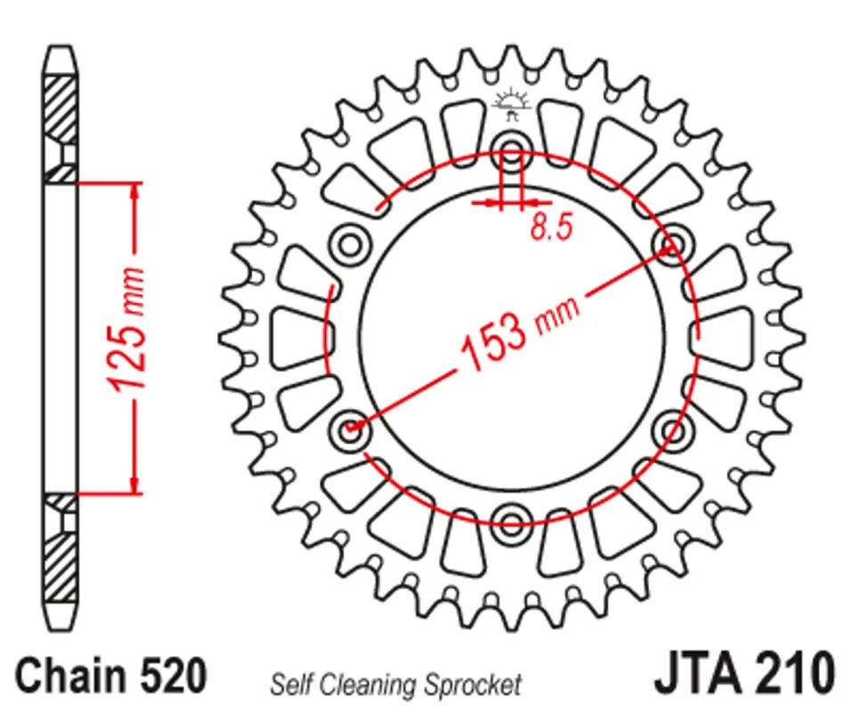 Rychlé Dodání Hliníková řetězová rozeta JT JTA 210-47BLK 47 zubů, 520 černá