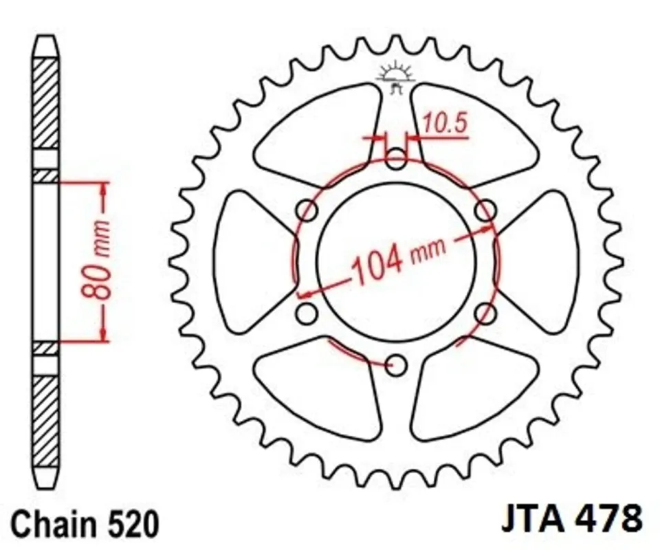 Novinka Hliníková řetězová rozeta JT JTA 478-40BLK 40 zubů, 520 černá