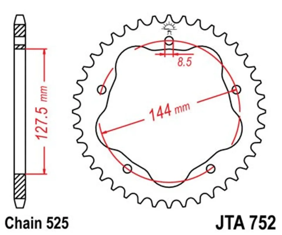 Odeslání Ihned Hliníková řetězová rozeta JT JTA 752-36BLK 36 zubů, 525 černá