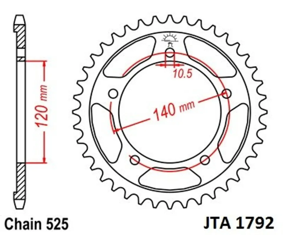 Super Cena Hliníková řetězová rozeta JT JTA 1792-42BLK 42 zubů, 525 černá