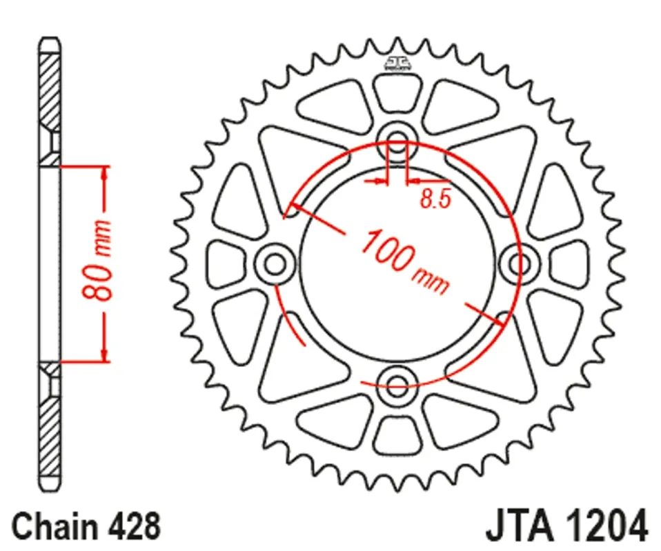 Víkendová Akce Hliníková řetězová rozeta JT JTA 1204-46RED 46)T, nt((428 červená