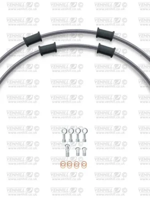 Akce CROSSOVER Hadice přední brzdy sada Venhill POWERHOSEPLUS YAM-7016FS (2 hadice v sadě) Průhledné hadice, nerezové koncovky