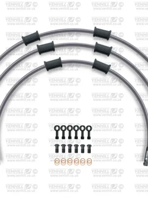 Zlevněný STANDARD Hadice přední brzdy sada Venhill POWERHOSEPLUS KAW-7008FB (3 hadice v sadě) průhledné hadice, černé koncovky