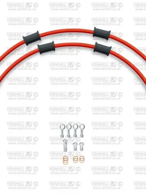 Značkový STANDARD Hadice přední brzdy sada Venhill POWERHOSEPLUS YAM-5002FS-RD (2 hadice v sadě) červené hadice, nerezové koncovky