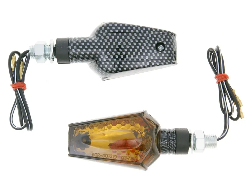 indicator light set M10 thread carbon look Beamer smoked, short version Ověřený