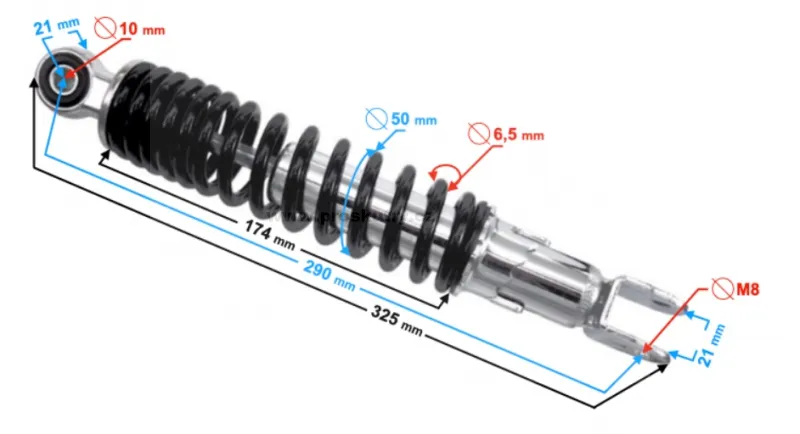 Zadní tlumič 290 mm Keeway, Maxon, B-Max Ověřený