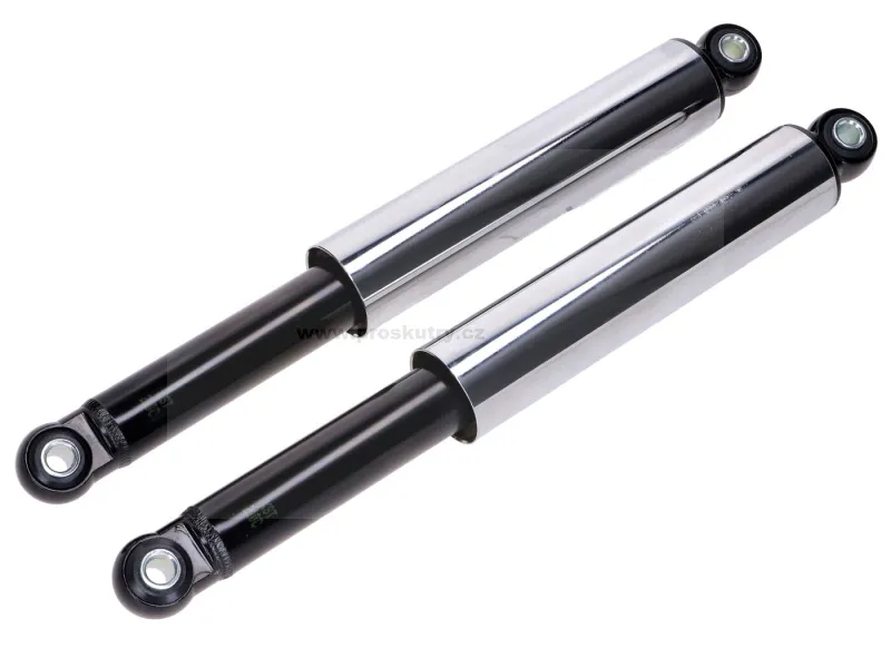 Pouze Dnes Sada tlumičů 360mm 10mm chrom/černá pro nádrž na vejce Kreidler Florett K54