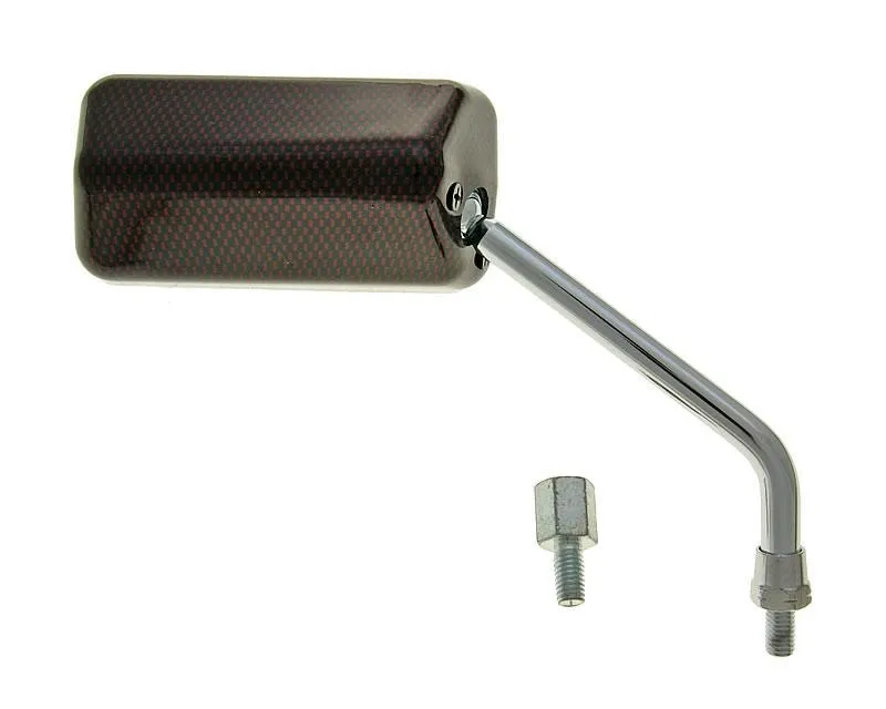 Zrcátko F1 pravé M8 krátký závit vč. adaptéru, karbonový vzhled červená Ověřený